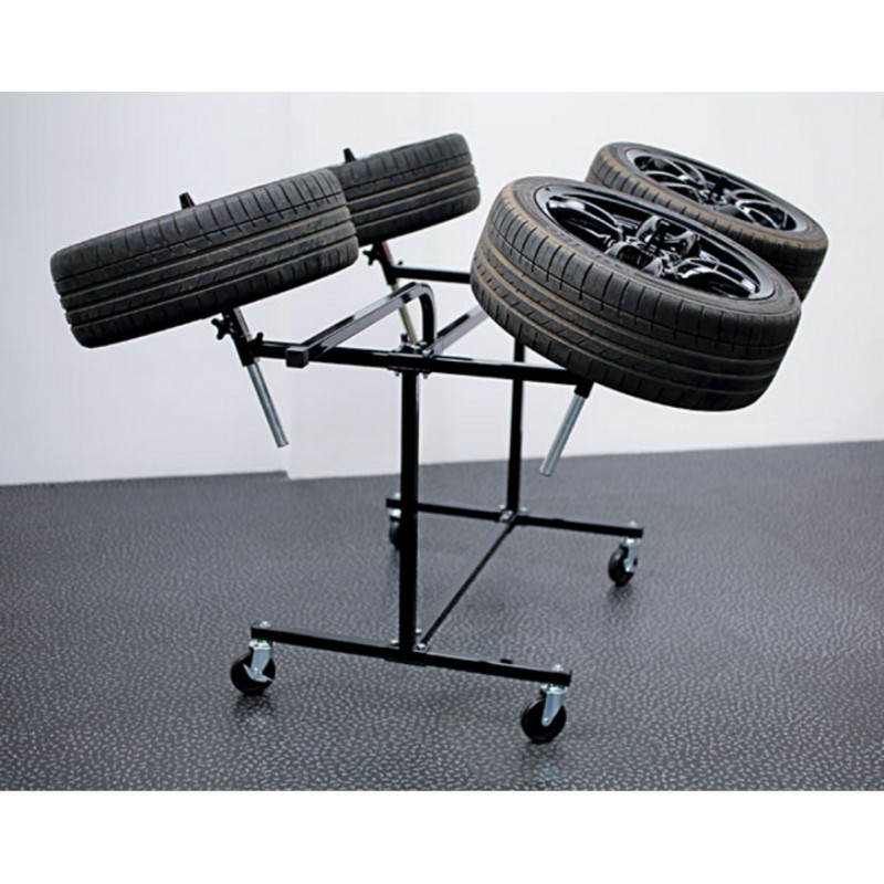 Arbre à Jantes XL Avec Housse - Support Mobile 4 Pneus Voiture Jusqu'à 285mm - Rangement Stable